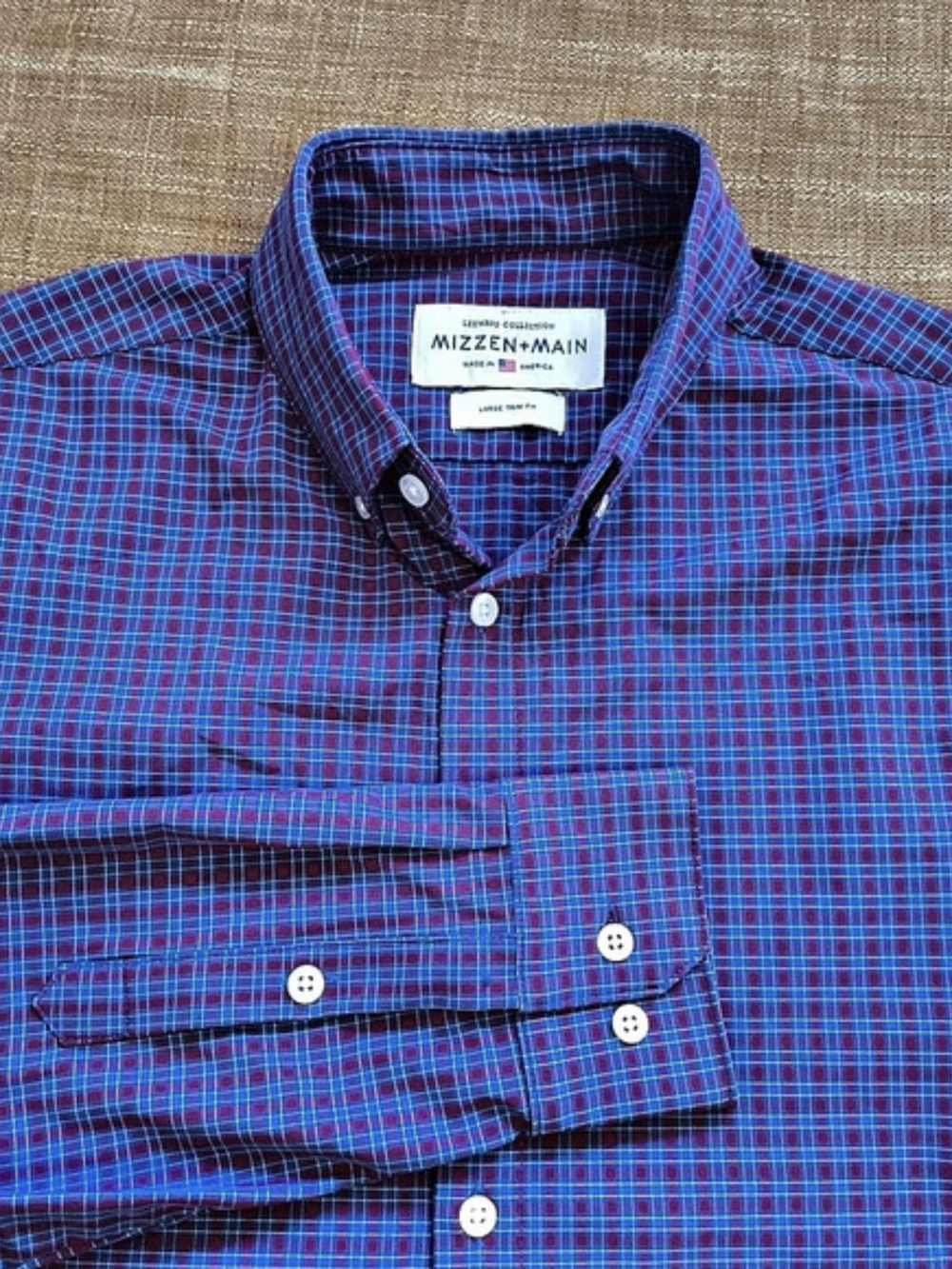 Mizzen+Main Leeward Collection Trim Fit Performance Dress Shirt Plaid Button